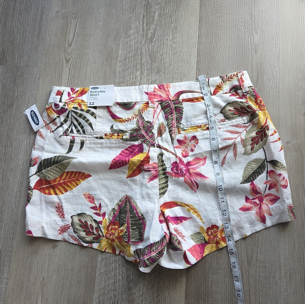 Old Navy Tropical Floral Linen Short Size 12 New With Tags - Picture 6 of 7